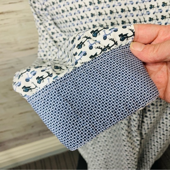 SOUL Of London White Blue Motorcycle Button Down Shirt Modern Long Sleeve Sz 2XL - Picture 8 of 13